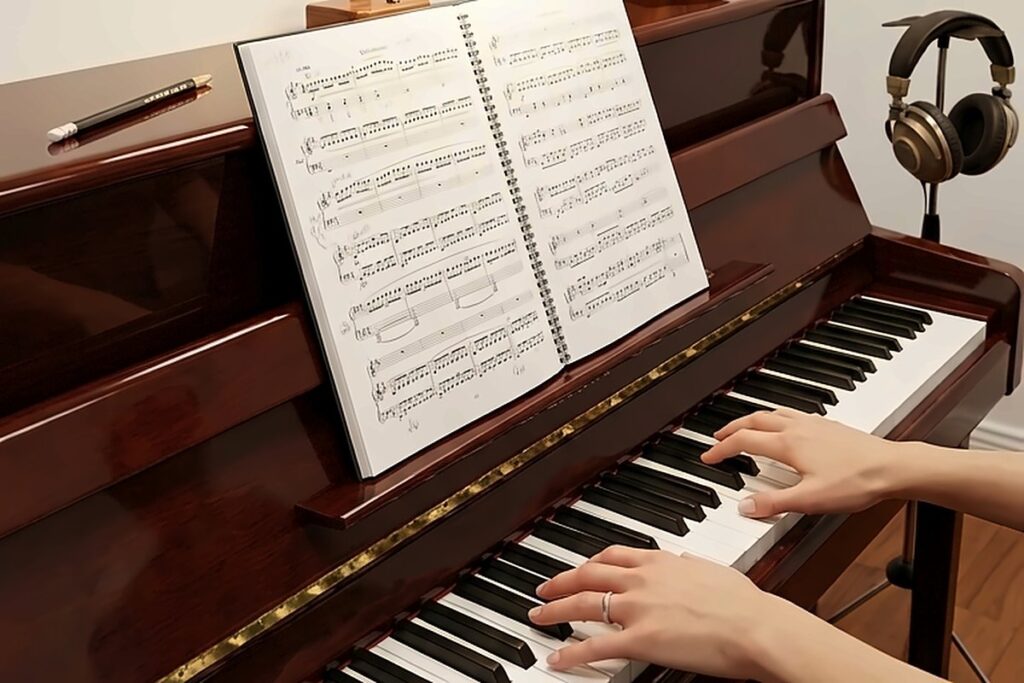 Alumno recibiendo clases de piano en Donostia